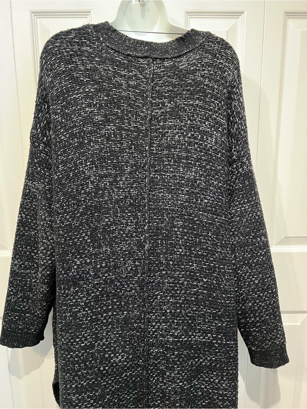 Roots Snowy Fox Black/White Flecks Open Front Cotton Blend Cardigan Size M - Picture 9 of 12